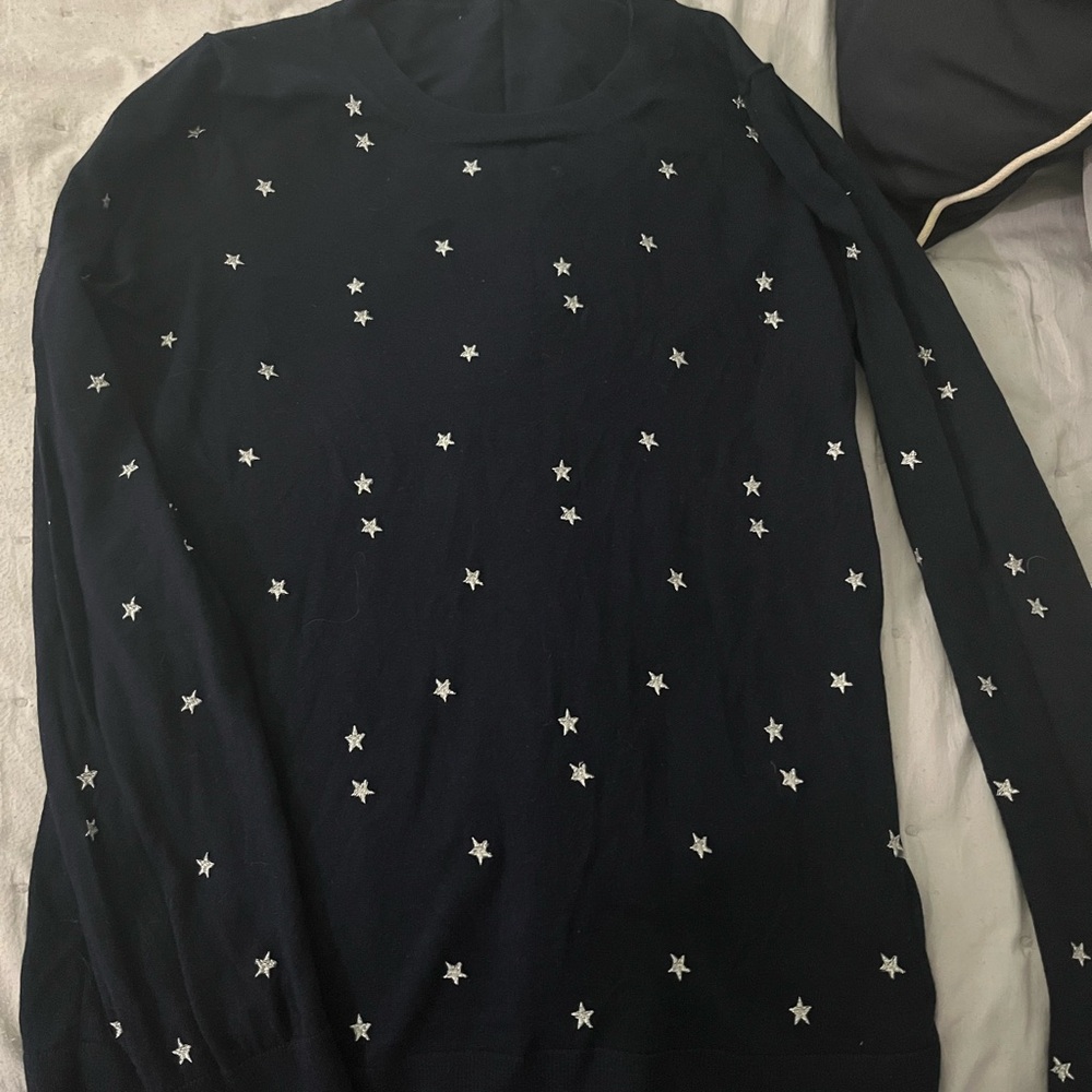 Navy Sweater with Silver Star Pattern
